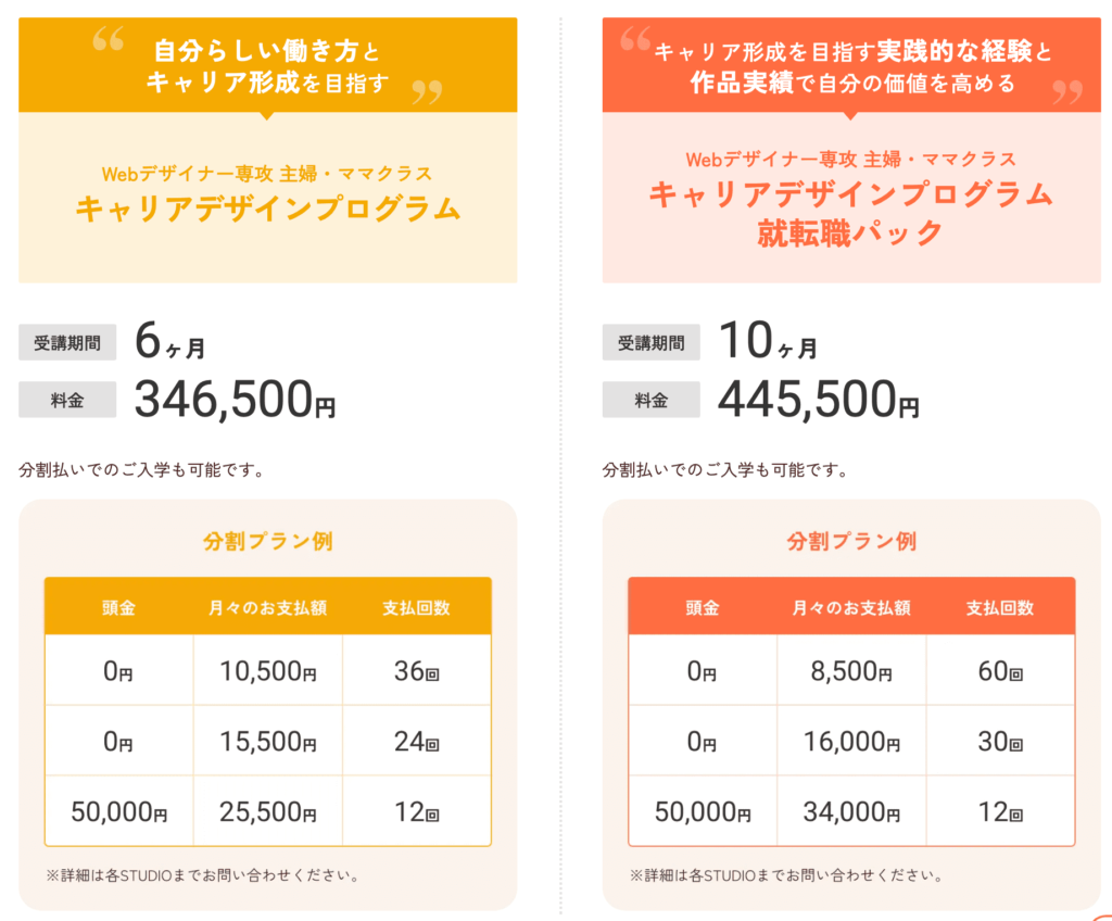 デジハリ主婦・ママさん向けは２種類のプラン有り