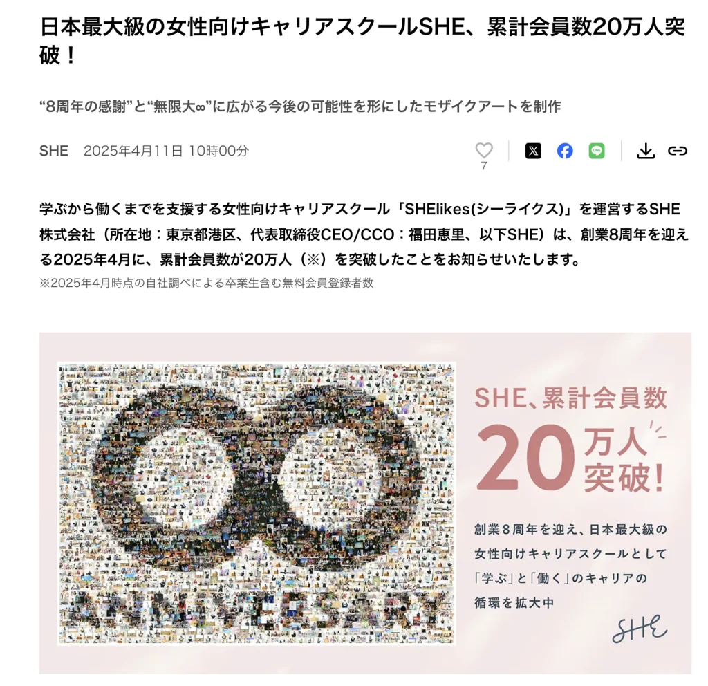 シーライクスの累計会員数が20万人を突破